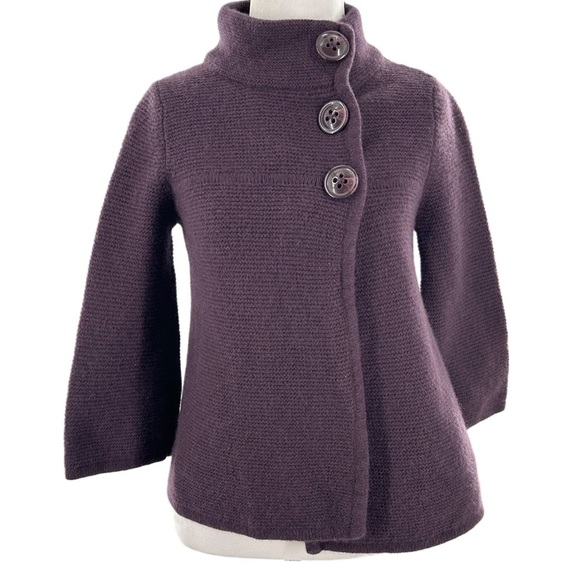 Fenn Wright Manson cardigan sweater M 70% lambswool 20% angora purple lagenlook - Picture 12 of 12